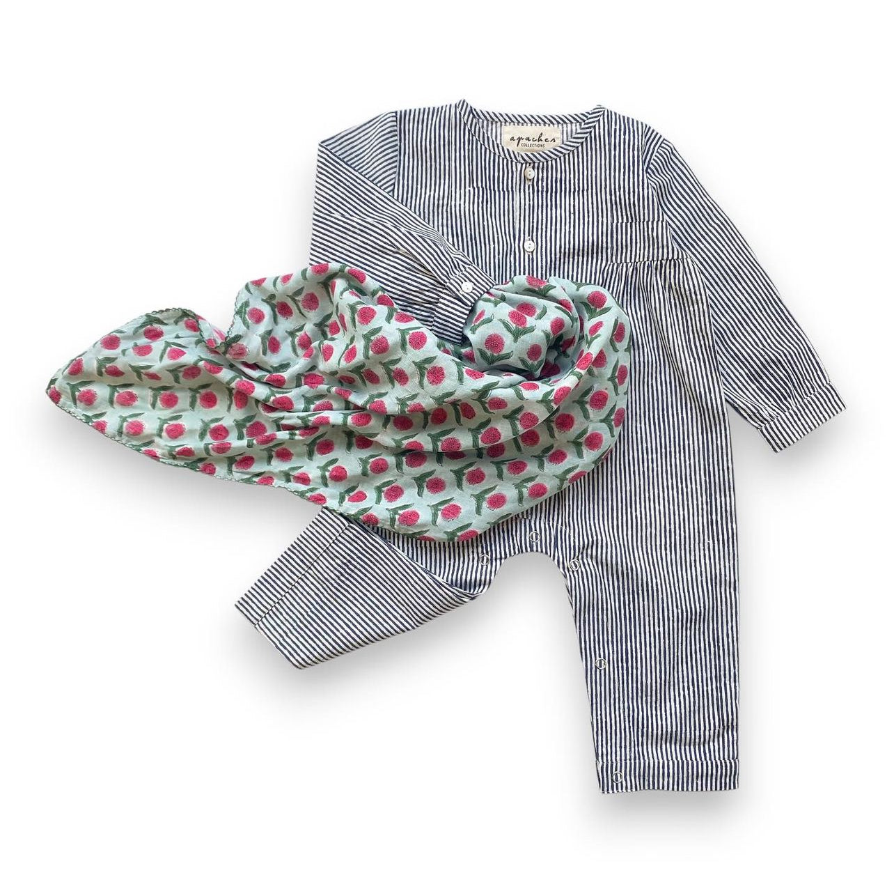 Moon Pyjama Bebé suit ♡ - Striped Blue
