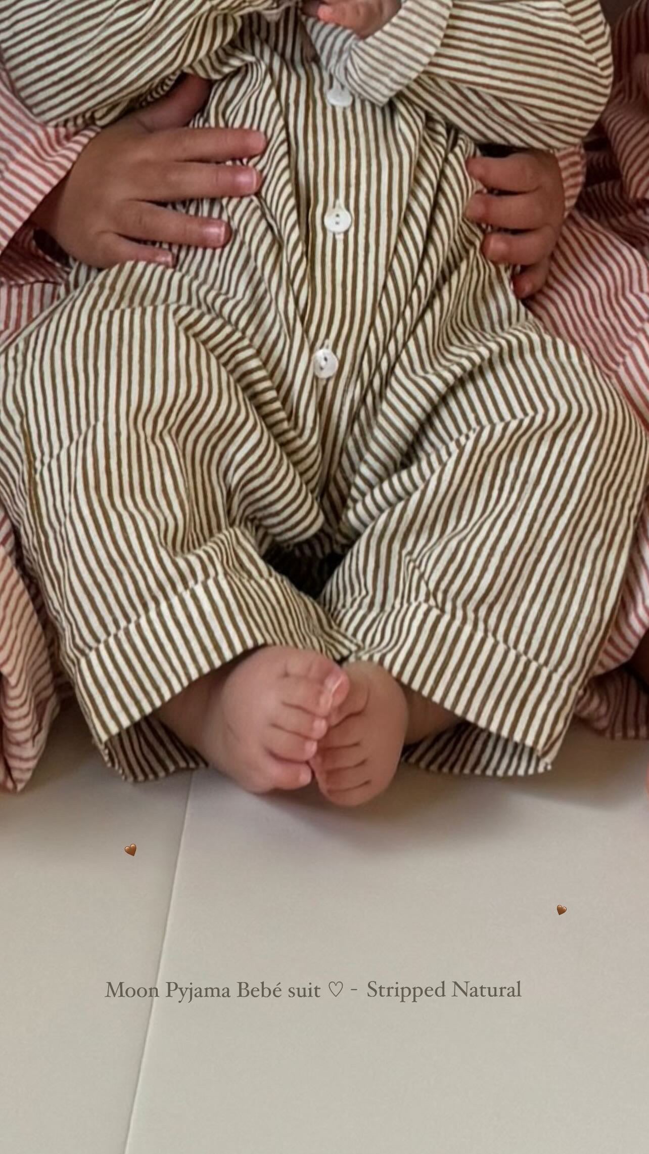 Moon Pyjama Bebé suit ♡ - Stripped Natural