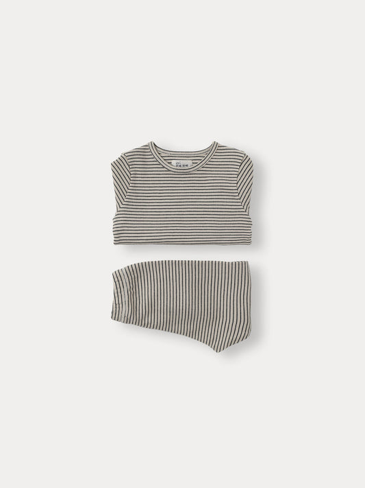 Bene Stripe Twinset - Charcoal
