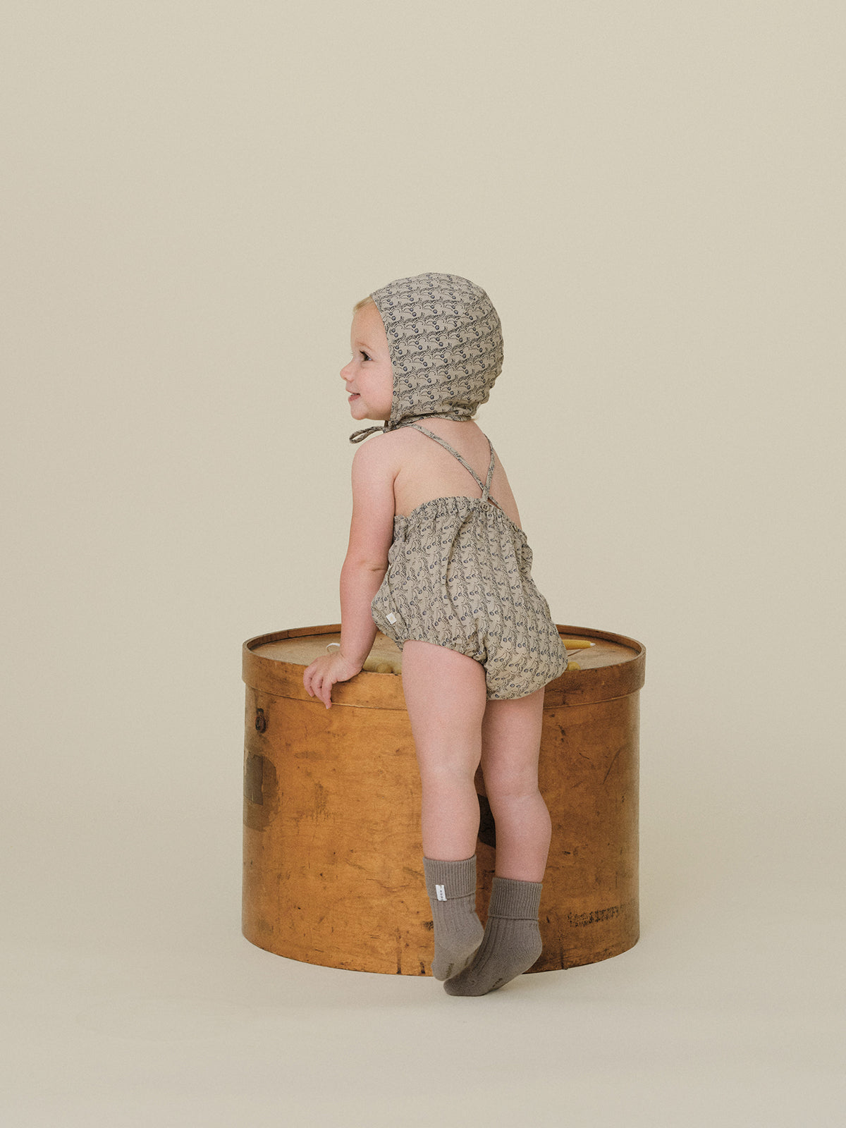 Cherry Dot Romper - Grayish Blue