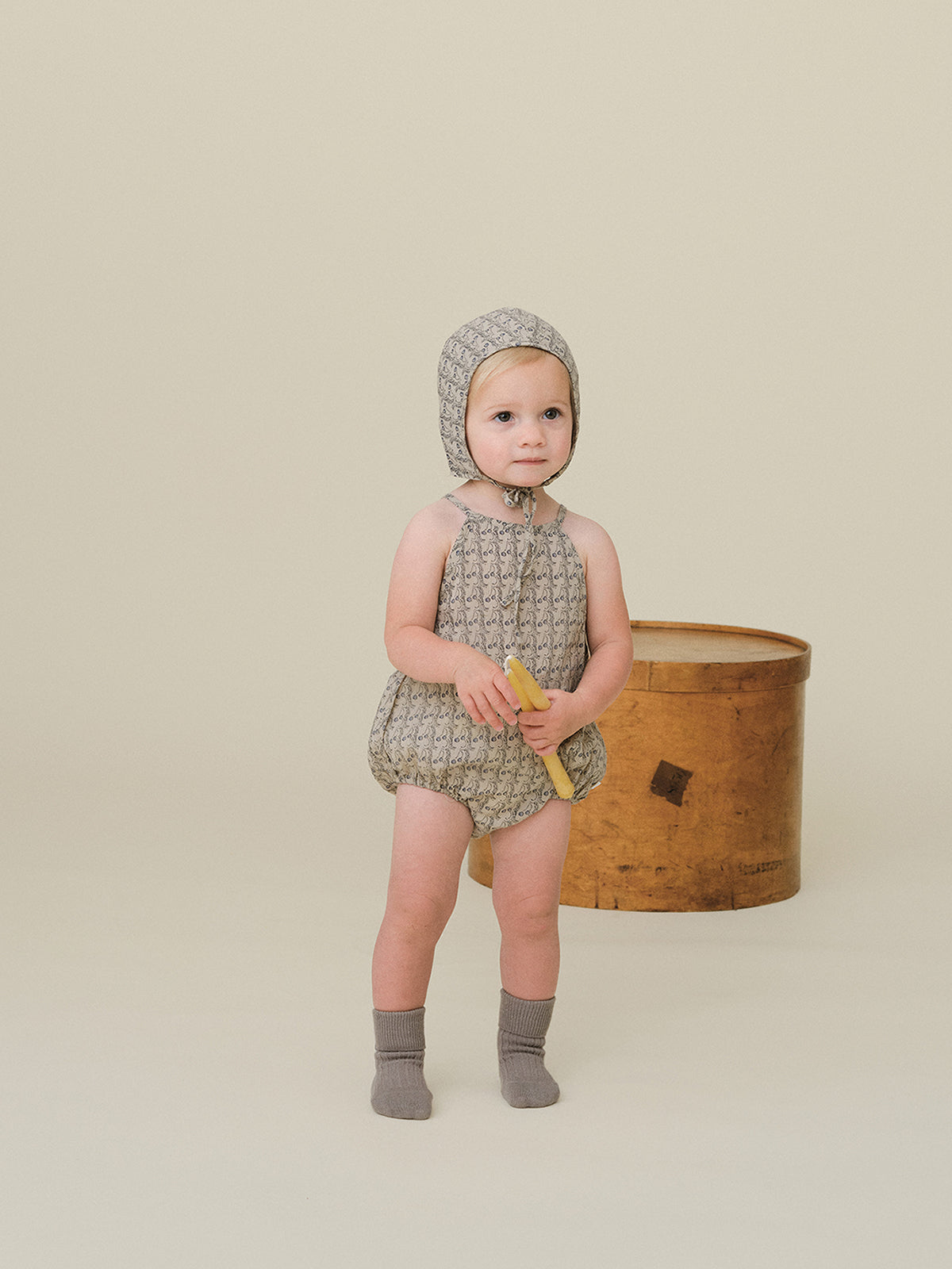Cherry Dot Romper - Grayish Blue