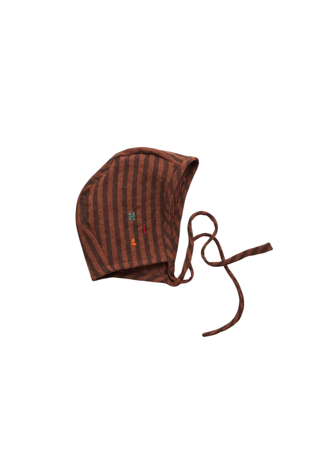 Striped brown cotton bonnet
