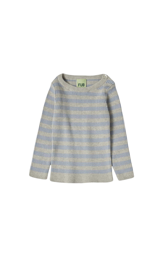 Striped Rib Blouse - Taupe Melange